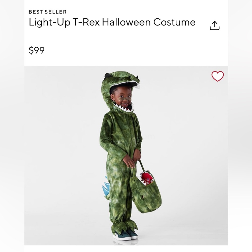 Pottery Barn Kids TREX light up tail costume 3T
